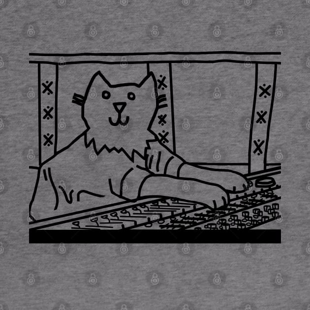 Music Producer Cat Line Drawing by ellenhenryart